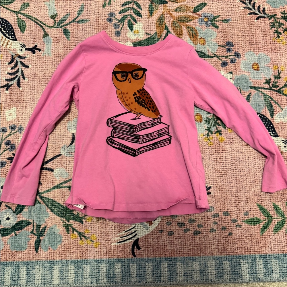 Tea Collection Pink Owl Long Sleeve Tee